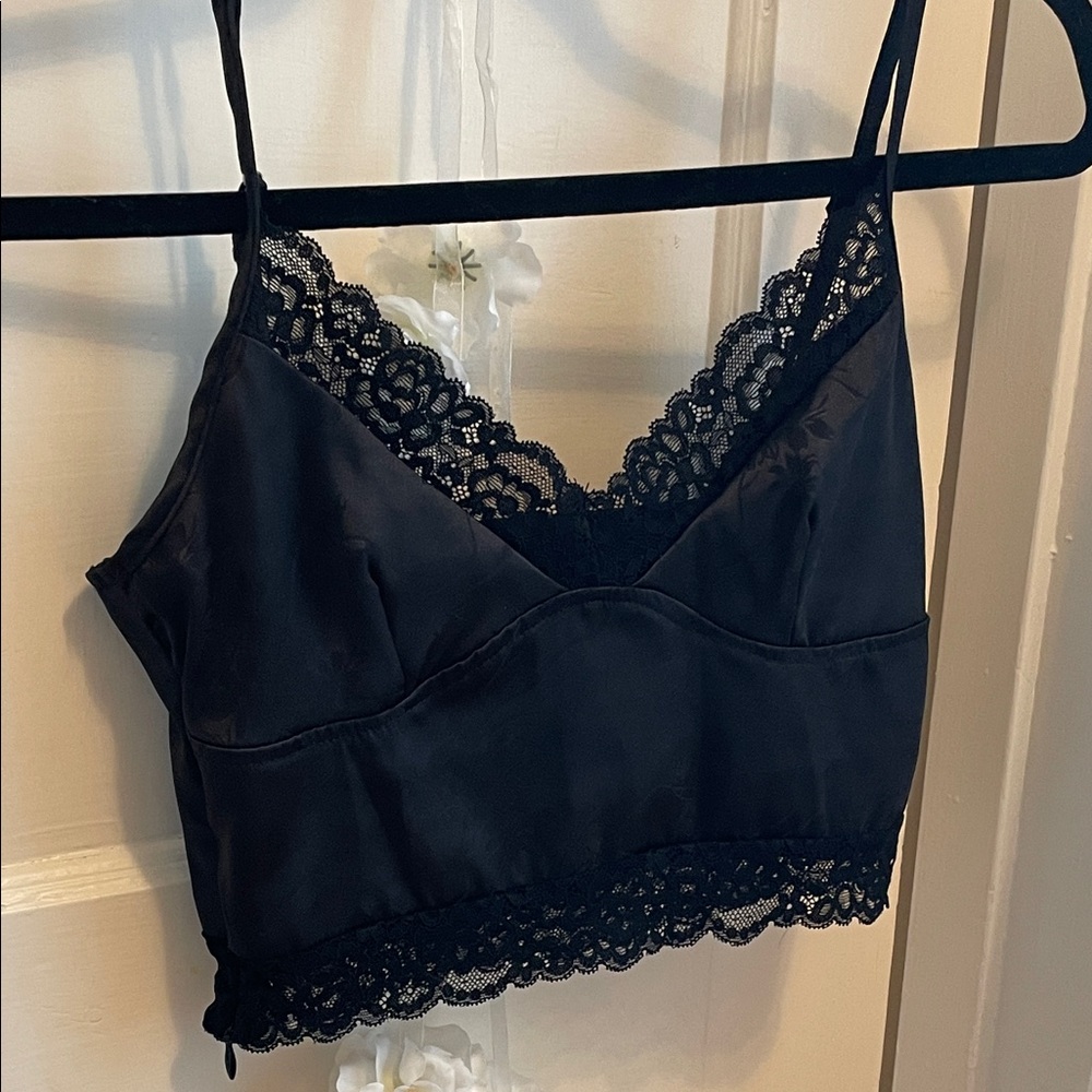 Black Lace Trim Cami Top
